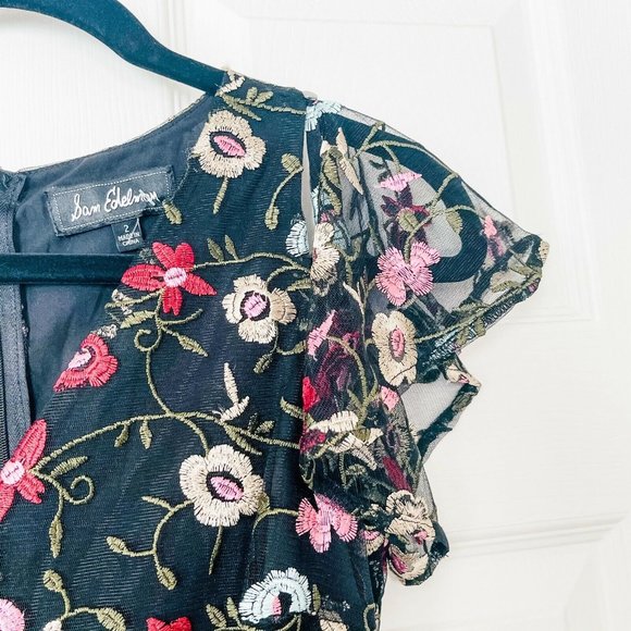 NWOT Sam Edelman Floral Embroidered Short Sleeve/ Cold Shoulder Dress - 2 - Picture 11 of 12